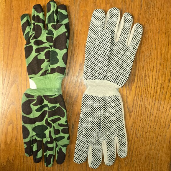 2 Pairs Men’s Work Gloves – Camouflage Jersey Camo & Canvas with PVC Dots NEW - Picture 6 of 7